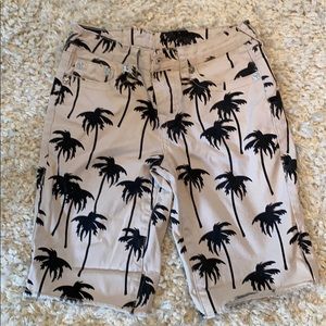 True Religion Shorts size 12 Tan w/Black palm tree